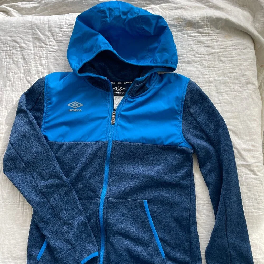 Umbro Zip-Up Hoodie Windbreaker Blue/Navy Y LX (16/18) - Picture 1 of 3